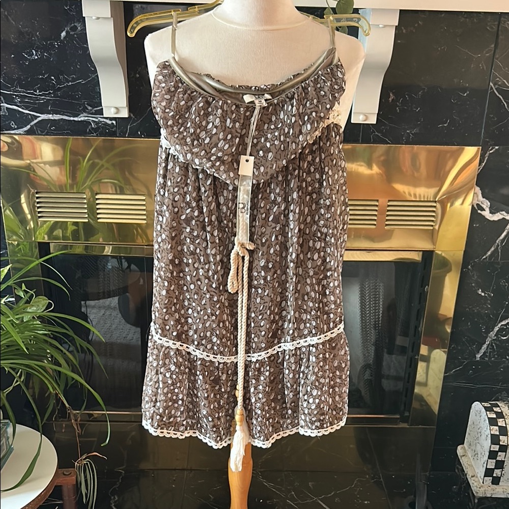 Brown and White Women's dress